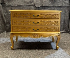 Baroque Rococo Antique French Style Chest Of 3 Drawers, Gold - Picture 1 of 12