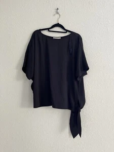Michael Kors Bluse Ibina Bindedetail Struktur Schwarz Kurzarm Gr. M NEU - Bild 1 von 10