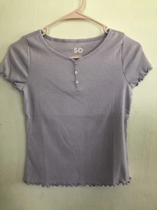 SO T-Shirt Size Large 10-12 Girls Henley Lilac New - Picture 1 of 6