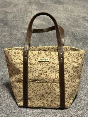 Vintage Longaberger Homestead Floral Handbag Fabric Travel Tote Leather Straps - Image 1 of 4