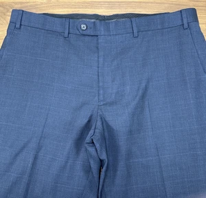 LAUREN Ralph Lauren Mens Navy Blue Plaid Flat Front Light Dress Pants Size 38x28 - Picture 1 of 6