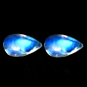 2.71 Ct [2 Pcs Pair] IF Fair Pear 9.3 x 5.3 MM 100% Natural Blue Moonstone !!! - Picture 1 of 5