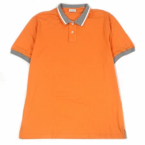 Brunello Cucinelli XL Cotton Short Sleeve Polo Orange Gray Made in Italy - Picture 1 of 10