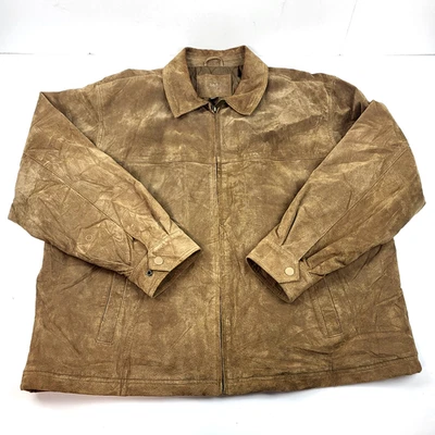 Knightsbridge VINTAGE Chaqueta de Cuero Para Hombre Cuero Genuino Gamuza Cremallera Años 90 Talla XL Foto 1 de 4