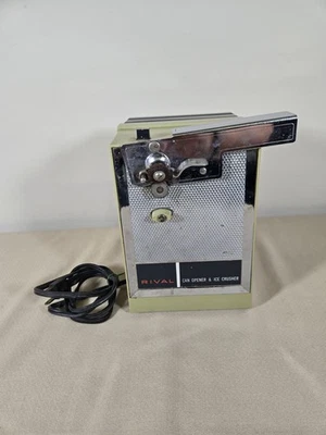Abridor de latas automático Rival de colección con trituradora de hielo verde oliva probado funcionando Foto 1 de 4