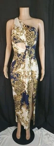 Blue Brocade Maxi Dress - Picture 1 of 5
