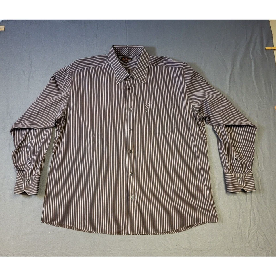 Camisa de vestir Ben Sherman abotonada ligera marrón azul para hombre talla XL Foto 1 de 4
