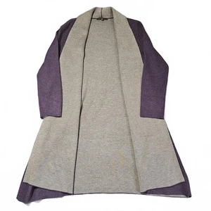 MaxSport Wool Blend Medium Reversible Knit Open Cardigan Sweater Purple Gray - Picture 1 of 7