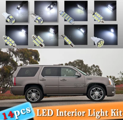 14PCS White Interior LED Light Bulbs Package Kit for 2009-2012 Cadillac Escalade - Image 1 of 4