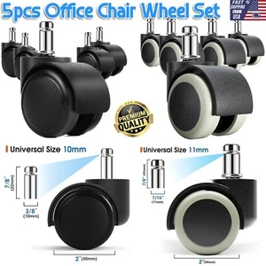 5pcs 2" Office Chair Wheels for any Floor Office Chair Caster Wheels Replacement - Picture 1 of 33