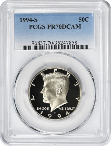 1994 S Kennedy CLAD Half Dollar JFK Proof PCGS PR70DCAM Deep Cameo Blue 50c Cover