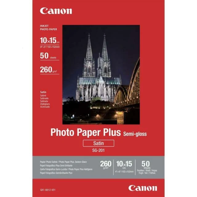 Canon SG-201 Semi-Gloss 4 x 6 inch Photo Paper - 50 Sheets