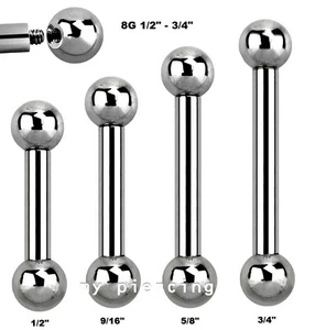 1 pieza. Barra de anillo de lengua de acero quirúrgico 8G 1/2"- 3/4" 316L  - Imagen 1 de 2