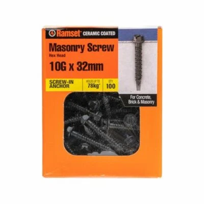 Ramset 10g x 32mm Tornillo Ankas Negro - Paquete de 100 Foto 1 de 2