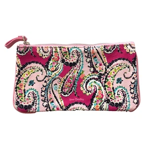 Vera Bradley Travel Make Up Bag Clutch Pink Blue Paisley Zip 5" x 8.5" Canvas - Picture 1 of 4