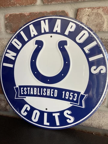 Indianapolis Colts NFL 12" Round Metal Embossed Sign GymGarage Mancave SheShed Cover
