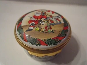 HALCYON DAYS EMAILLE BOX WEIHNACHTEN 1998 NEIMAN MARCUS - 2" X 1 3/4" X 1"  - Bild 1 von 5