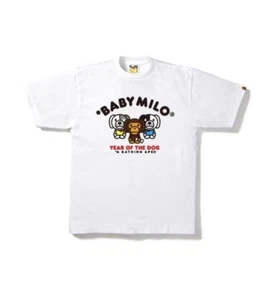 2018 A BATHING APE MEN’S YEAR OF THE DOG BABY MILO TEE WHITE LARGE FREE SHIPPING - Picture 1 of 2