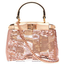 Used Fendi 8BN309 Mini Peekaboo Sequin Leather Pink Pink Gold Hand Bag