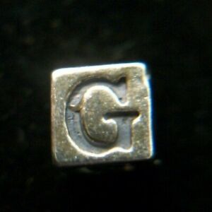 2mm Sterling Silver Alphabet Cube Letter, "G", Very nice, FREE SHIPPING