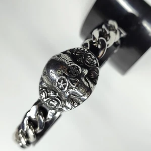 Herrenarmband Edelstahl Silber Biker Armband Totenkopf - Bild 1 von 5