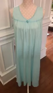 Vintage Fundamentals Sears Aqua Blue Nylon Long Gown Nightgown Women’s Medium - Picture 1 of 8