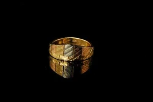 VINTAGE ITALIAN 14K GOLD PINK WHITE YELLOW 3 COLORS BAND RING GLM - Picture 1 of 5