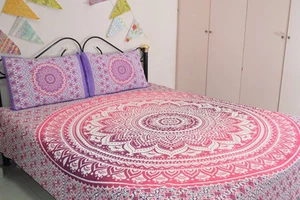 Queen Mandala Bedding Bed Cover Indien Hippie Bohemian Bedspread Beach Throw - Picture 1 of 2