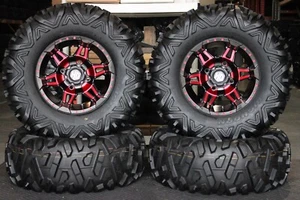 OUTLANDER 1000 X mr 30" BIGHORN RADIAL ATV TIRE & 14" HD7 RED WHEEL KIT CAN1CA - Picture 1 of 5