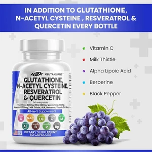 Integratore di glutatione 500mg, contenente vitamine C, N, resveratrolo, ecc - Foto 1 di 7