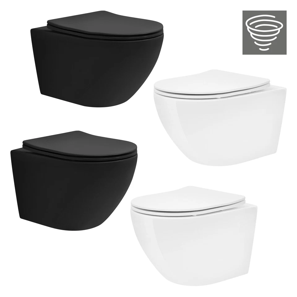 Tornadospülung Wand Hänge WC Toilette kurz/lang Ausladung Softclose Deckel - Bild 1 von 1