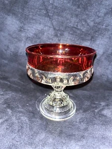 Vintage INDIANA GLASS KINGS CROWN CRANBERRY Pedestal No Lid BOWL 5” - Picture 1 of 2