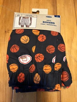 Old Navy Men's Size L ~ Soft-Washed Printed Boxer Shorts BLACK Basketball 🏀 - Image 1 of 4