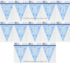 9ft Sparkly Blue Silver Happy Birthday Bunting Triangle Flag Banner Party Decor