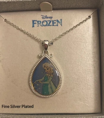 COLLAR COLGANTE LÁGRIMA CHAPADO EN PLATA PRINCESA ELSA DISNEY FROZEN Foto 1 de 4