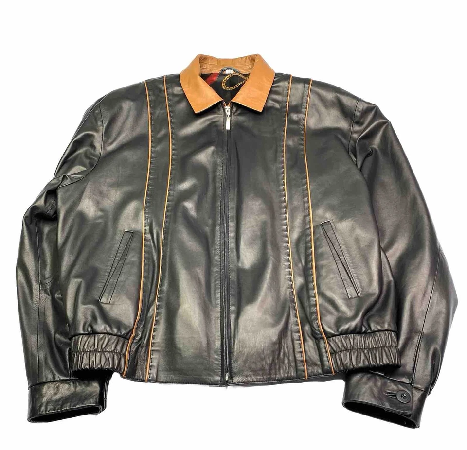 VTG Maus & Hoffman Mens Genuine Leather Jacket Two Tone Brown Leather Size 46 - Image 1 of 4