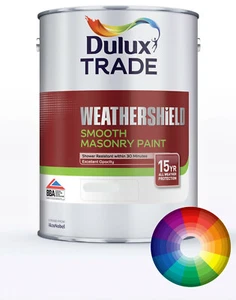 Dulux Trade Weathershield Smooth Masonry 5L Colours Tinted To Order Many Colours - Picture 1 of 22