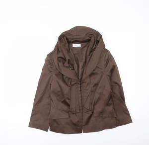 HEINE Womens Brown Jacket Blazer Size 10 Hook & Eye - Picture 1 of 10