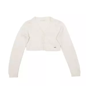 CHLOE Cropped Kaschmirmischung Strickjacke creme eng Strick V-Ausschnitt Mädchen S - Bild 1 von 8