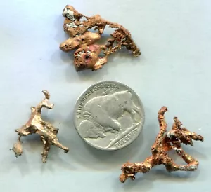White Pine Copper Mine 3 Native Copper Nuggets 6.6 grams total See Scans - Picture 1 of 3
