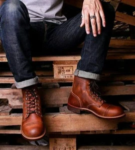 Handarbeit Herren braune Stiefeletten, Herren Lederstiefel, Neu Herren Stiefeletten  - Bild 1 von 5