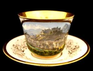 Seltene Biedermeier Ansichtentasse " Salzburg " Böhmen um 1840 - Bild 1 von 12