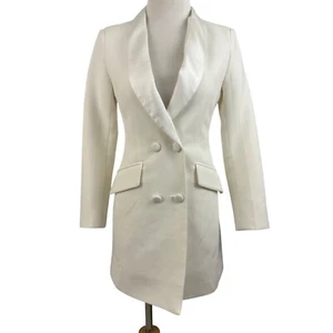 Zcrave Vestito Donna Piccolo Parco Doppiopetto Bianco Blazer Vestito Raso Bavero - Foto 1 di 14