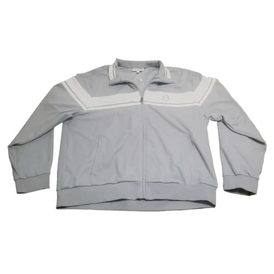 Sergio Tacchini Damarindo 轨道夹克男式尺寸 3XL 灰色白色条纹全新无标签 — 第 1/4 张图片