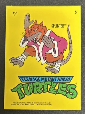 1989 Topps Teenage Mutant Ninja Turtles TMNT Sticker Card Splinter #6 VG/EX - Image 1 of 2