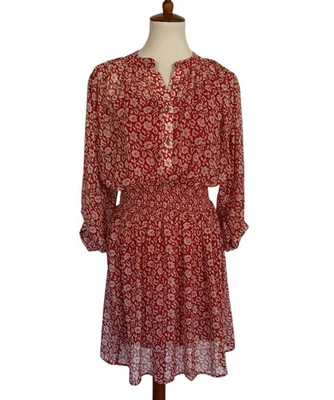 Tommy Hilfiger Womens Smock-Waist Dress Samba Multi Red Cream Floral Size 8 - Image 1 of 4