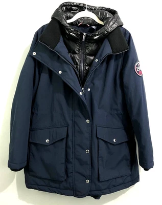 Tommy Hilfiger Hagen Parka Chaqueta Mujer L Azul Marino Negro Cremallera Completa Con Capucha Invierno Foto 1 de 4