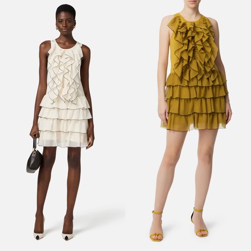 OFF WHITE Abito donna italiano Elisabetta smanicato torta slim fit gonna corta girocollo