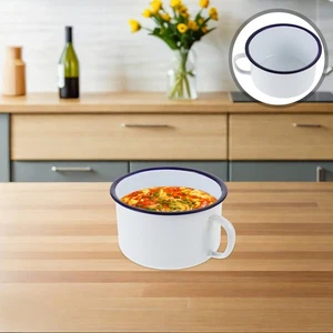  Cuenco de fideos instantáneos esmaltados nostálgicos cuencos de sopa asiáticos taza de cereal - Imagen 1 de 12
