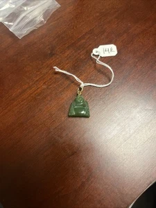 14k Yellow Gold & Hand carved Jade Buddha Pendant - Picture 1 of 3